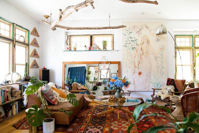 Beige boho wohnzimmer