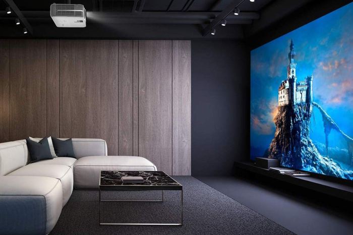 Beamer leinwand im wohnzimmer