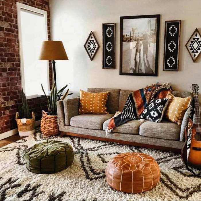 Beige boho wohnzimmer